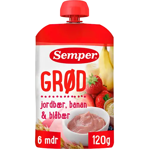 Semper Grød Jordbær/Banan 6M (120 g)