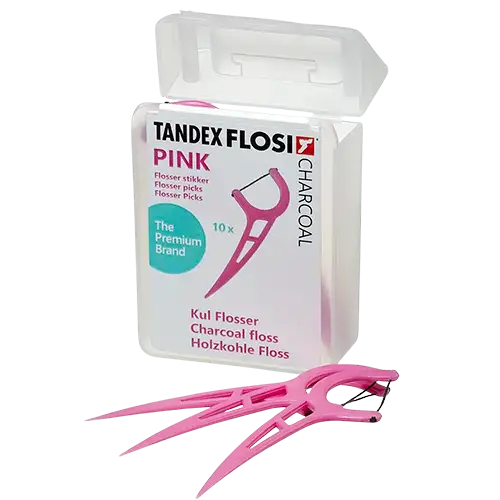 Tandex Flosi Flosser Pink Charcoal Floss (10 stk)