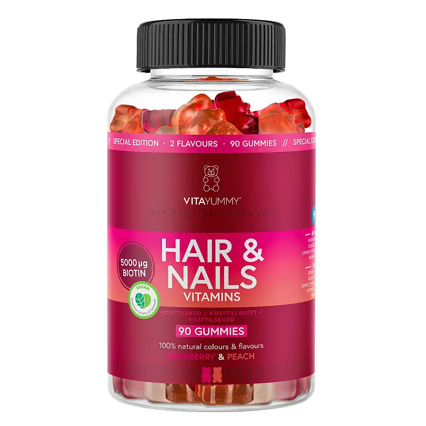 VitaYummy Hair & Nails Mixed Raspberry & Peach 90 stk