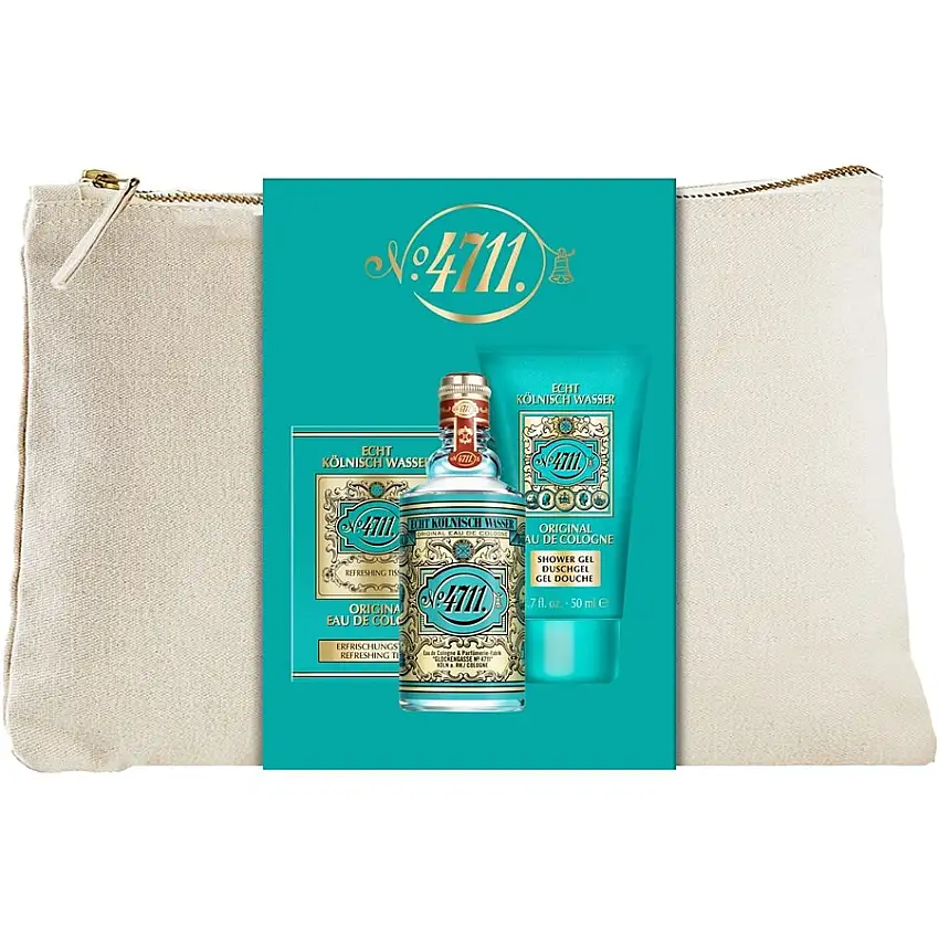 4711 Echt Kölnisch Wasser Gavesæt Eau de Cologne Spray 50 ml + Shower Gel 50 ml + 10x forfriskende servietter / 1 Stk.