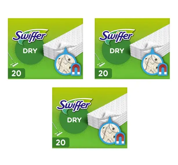 Swiffer Floor Handle Mop Dry Refills 3 x 20 stk