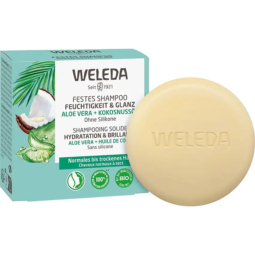 Weleda Shampoo Moisture & shine solid shampoo Til normalt til tørt hår 50 g