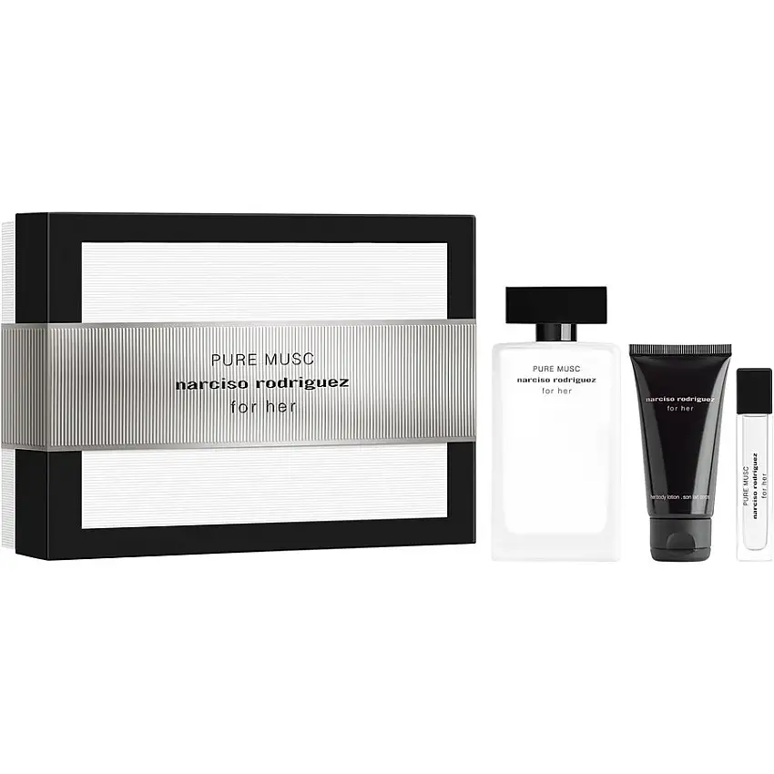 Narciso Rodriguez for her Gavesæt Pure Musc Eau de Parfum Spray 100 ml + Body Lotion 50 ml + Pure Musc Eau de Parfum Spray 10 ml / 1 Stk.