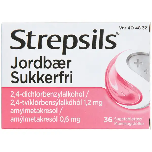 STREPSILS JORDBÆR SUKKERFRI 36 STK