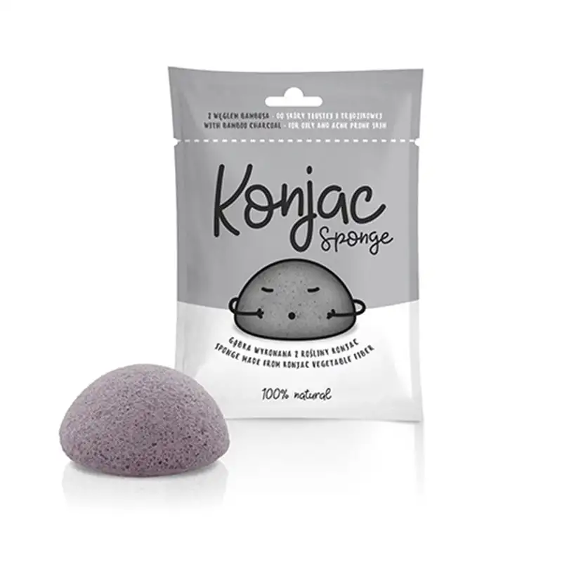 The Konjac Sponge Face Til Fedtet og Uren hud, Sort (1 stk)