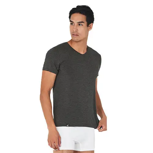Men´s V-Neck T-Shirt Dark Marl str. M
