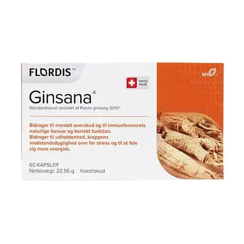 Flordis Ginsana standardiseret  ekstrakt af Panax ginseng G115