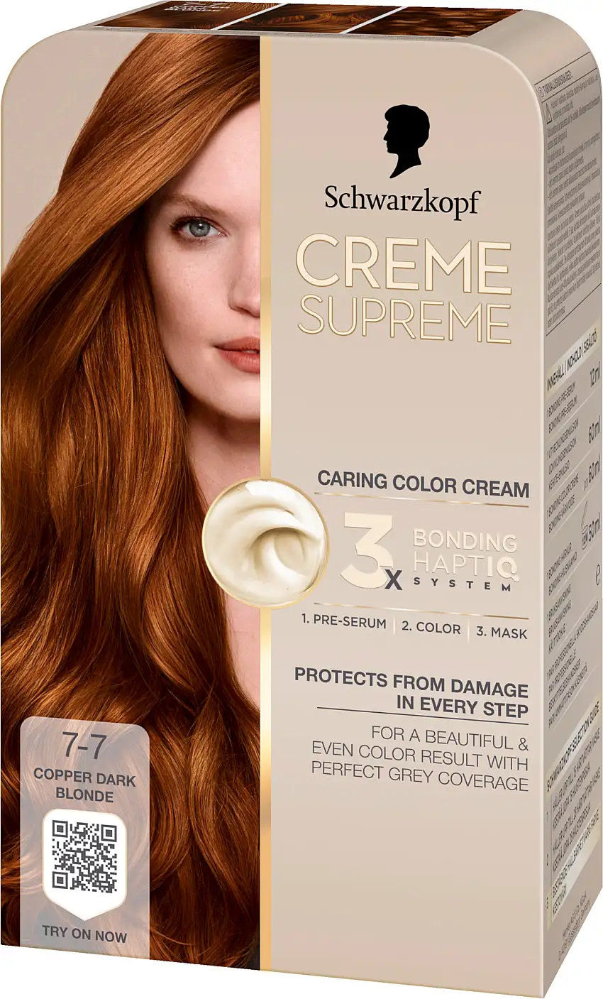 Schwarzkopf Creme Supreme Caring Color Creme 7-7 Copper Dark Blonde