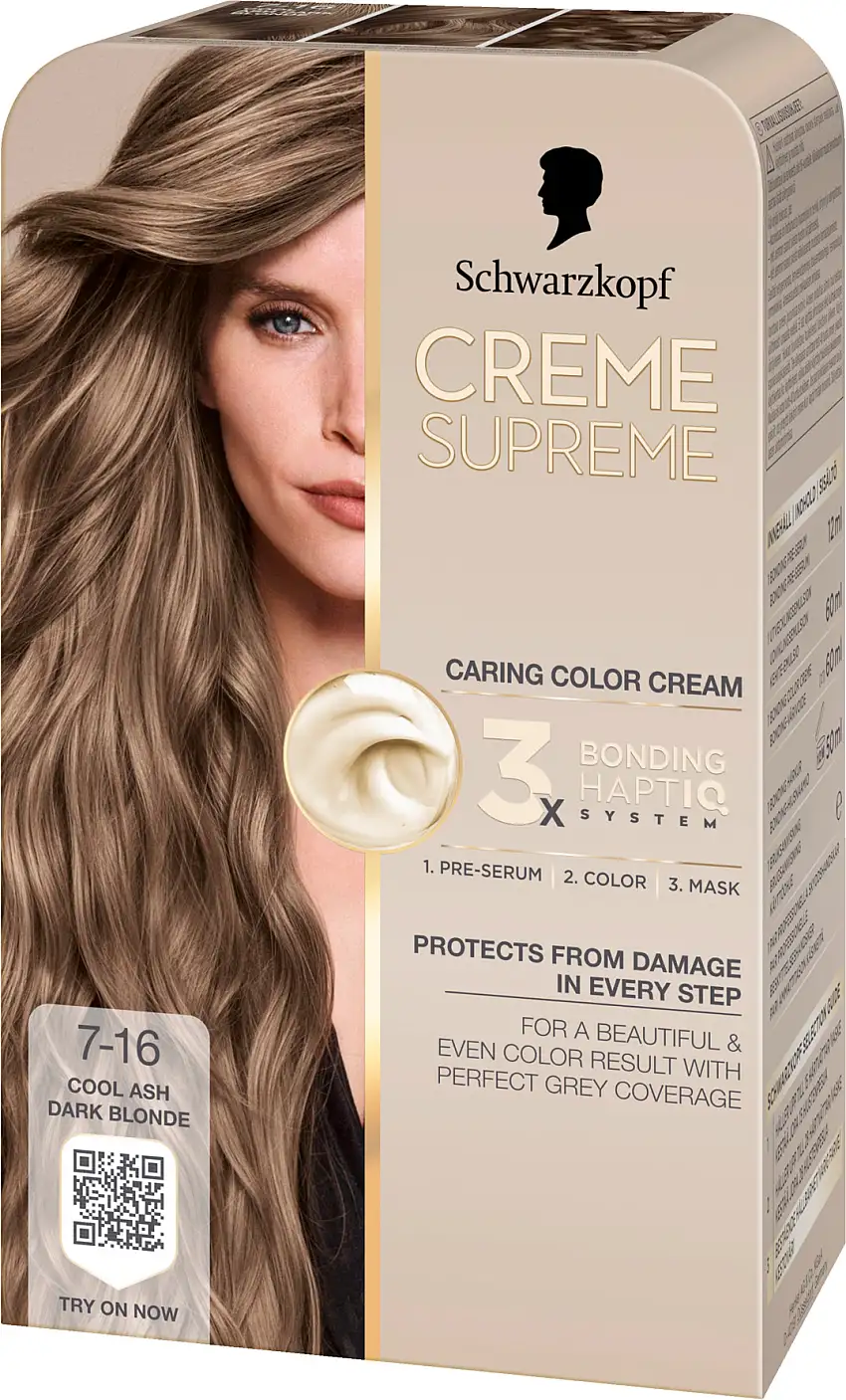 Schwarzkopf Creme Supreme Caring Color Creme 7-16 Cool Ash Dark Blonde