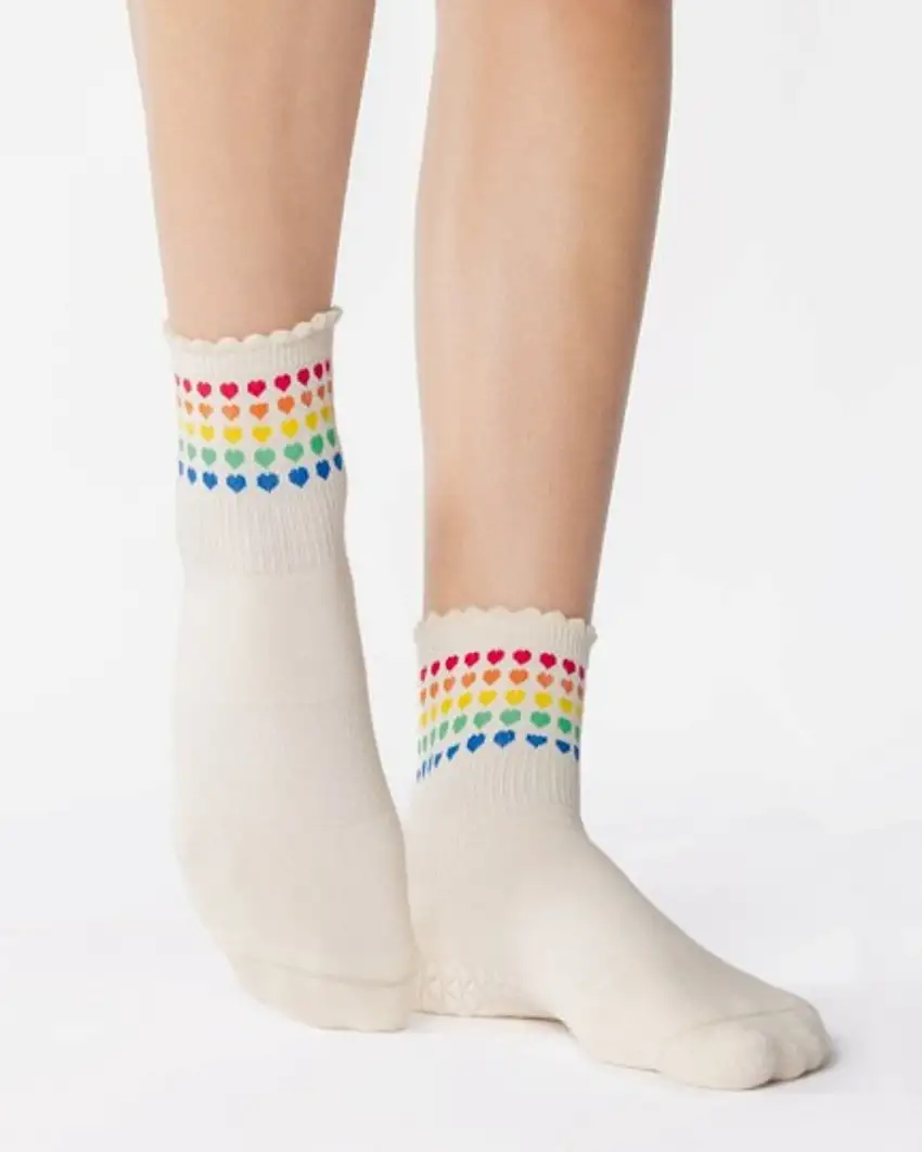 Pointe Studio Sweatheart Grip Ankle Ivory-Rainbow 35-38