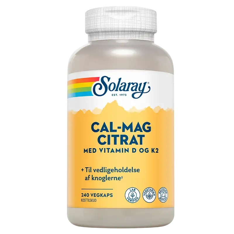 Solaray Cal-Mag Citrat med vitamin D og K2 (240 kap)