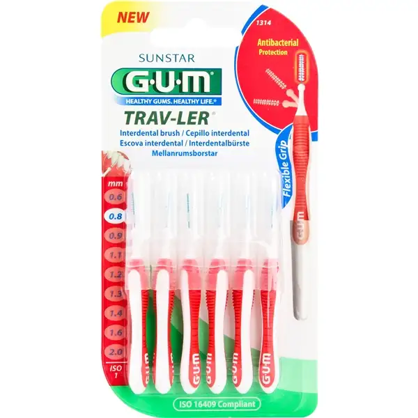 GUM Travler Mellanrumsborste 0,8mm 6st/paket