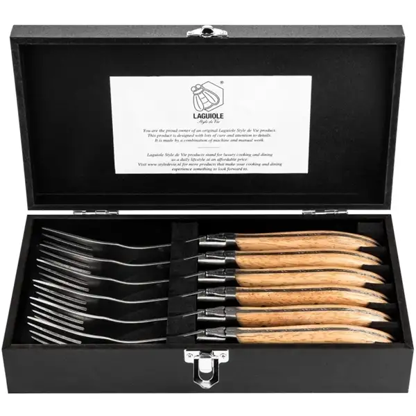 Grillgafler Laguiole Oak Wood Stonewash Pakke