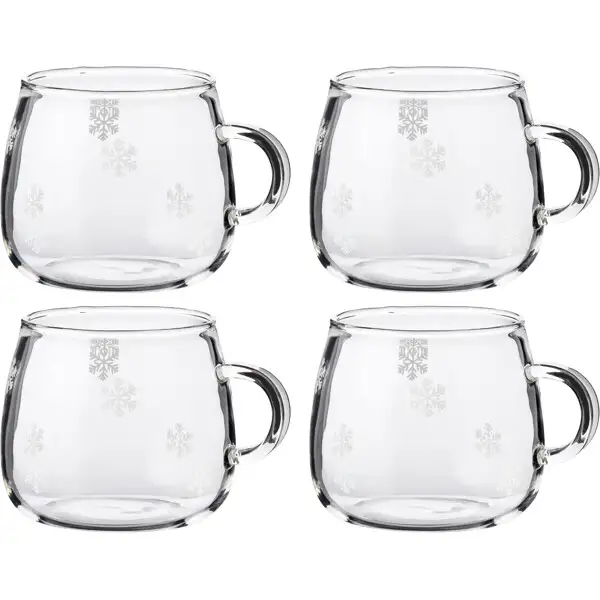 Fager Glas krus med hank snefnug 4-pak
