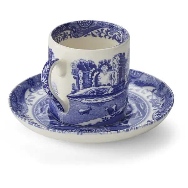 Blue Italian espressokop med underkop