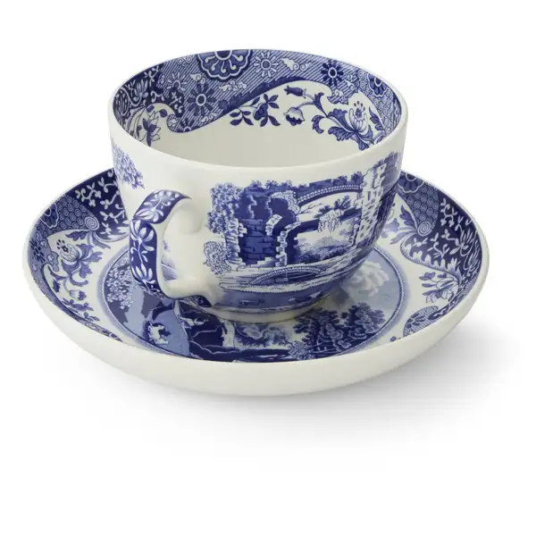 Blue Italian Jumbo Kaffekop med underkop