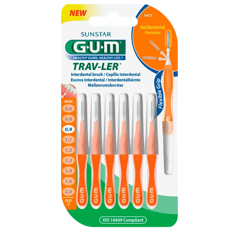 GUM Mellemrumsbørster TravLer Passage 0,9 (ISO 2) (6 stk)