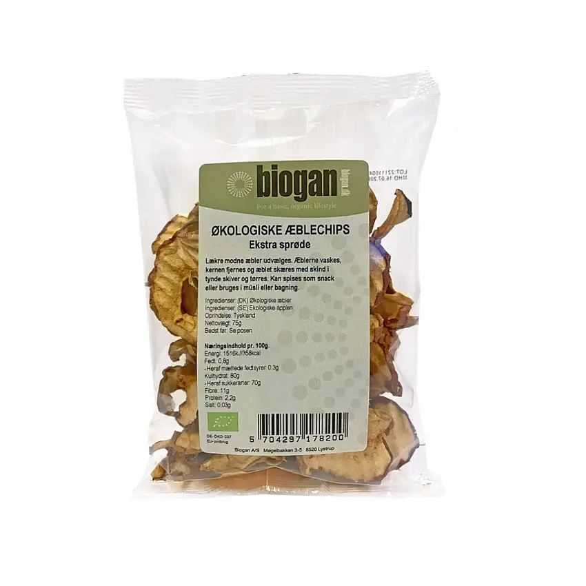 Biogan Æblechips Ø - 75 g.