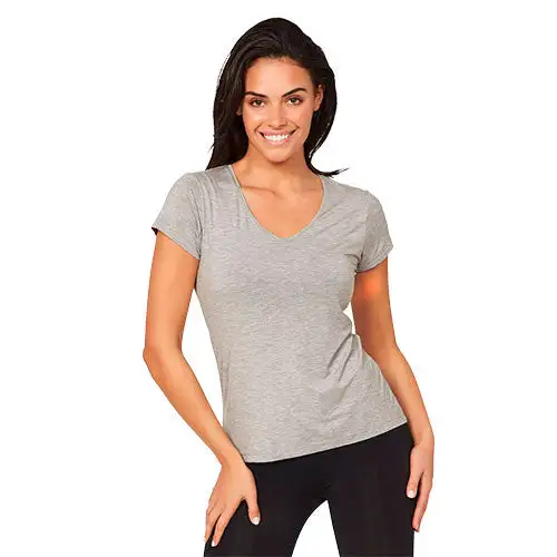Women´s V-Neck T-Shirt lysegrå str. S