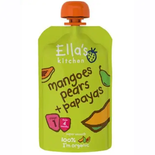 Ella's Kitchen Mango, Pære og Papaya 4+ mdr Ø - 120 g.
