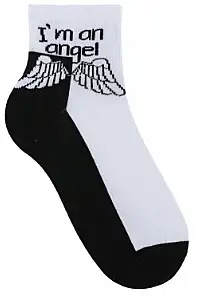 3/4 strømper til kvinder, sort/hvid med vinger 65410577