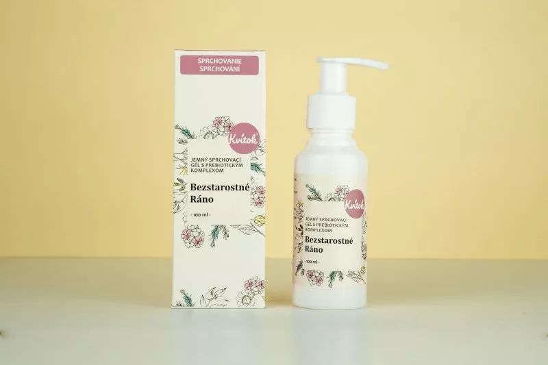 Kvitok Blid brusegel med præbiotisk kompleks Bekymringsfri morgen (100 ml) - med mild blomsterduft