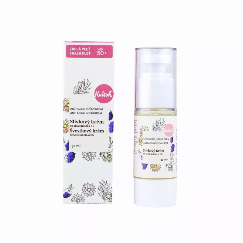 Kvitok Natcreme med blomme til moden hud 50+ (30 ml) - genopretter elasticitet
