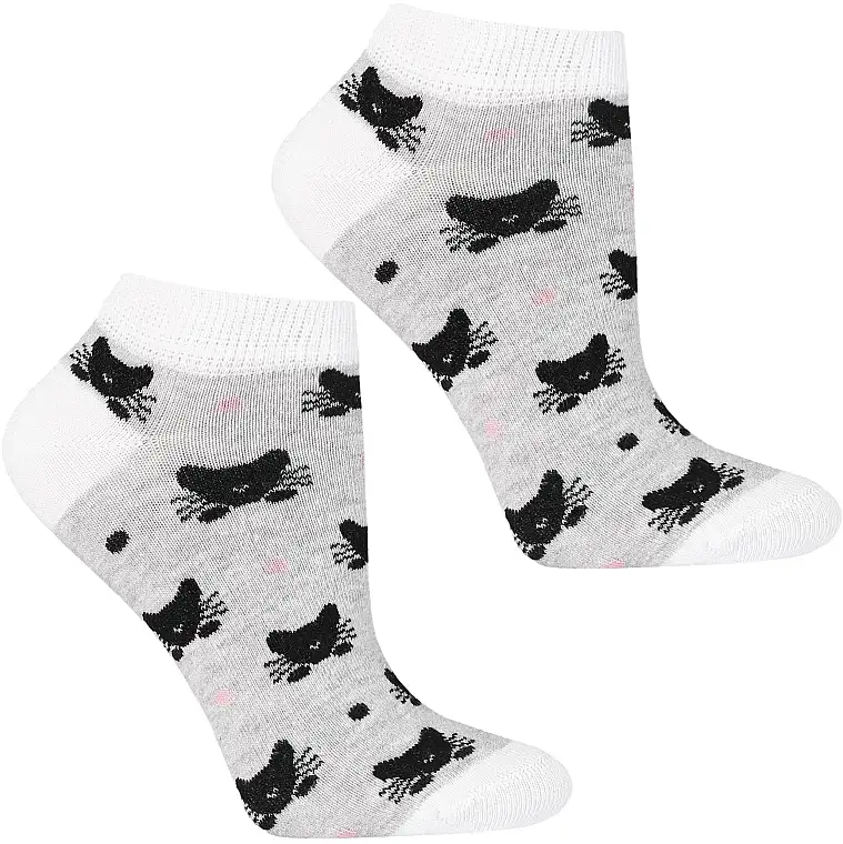 Kvinders lave sokker, CSD240-099, grå med sorte mus 78466792