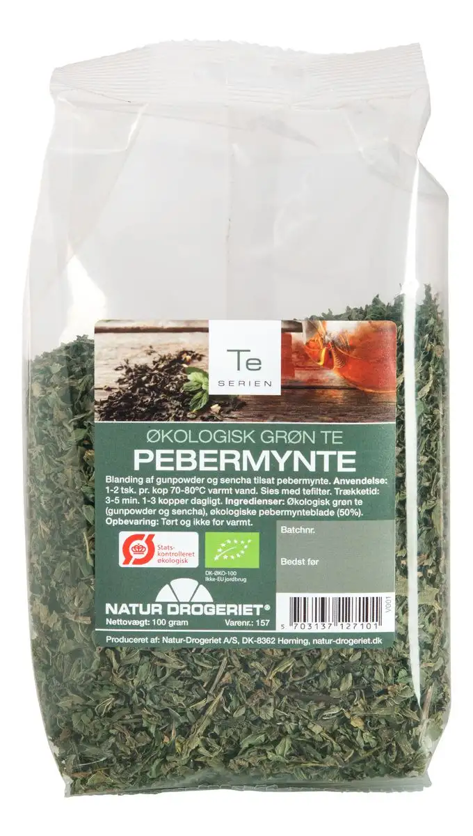 Natur-Drogeriet Grøn Te m. Pebermynte Ø - 100 g.