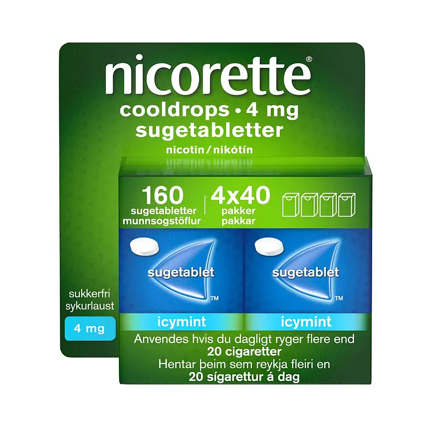 Nicorette Sugetabletter Cooldrops 4 mg - 160 sugetabl.