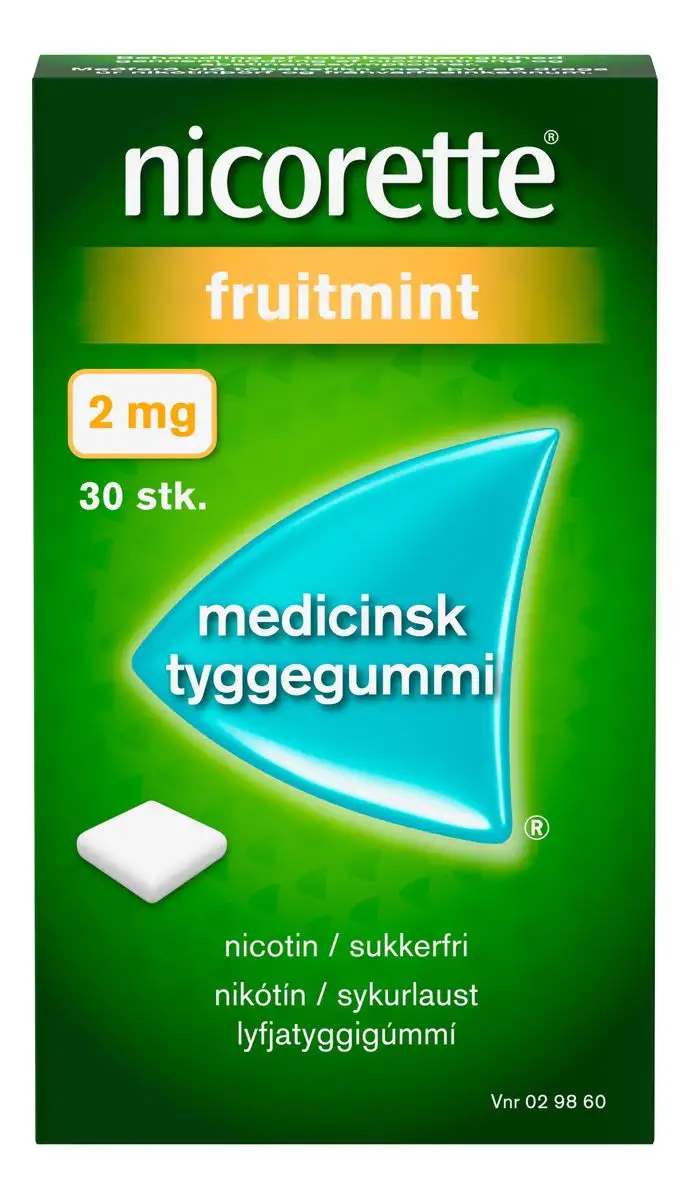 Nicorette Tyggegummi (Fruitmint), 2 mg - 30 stk