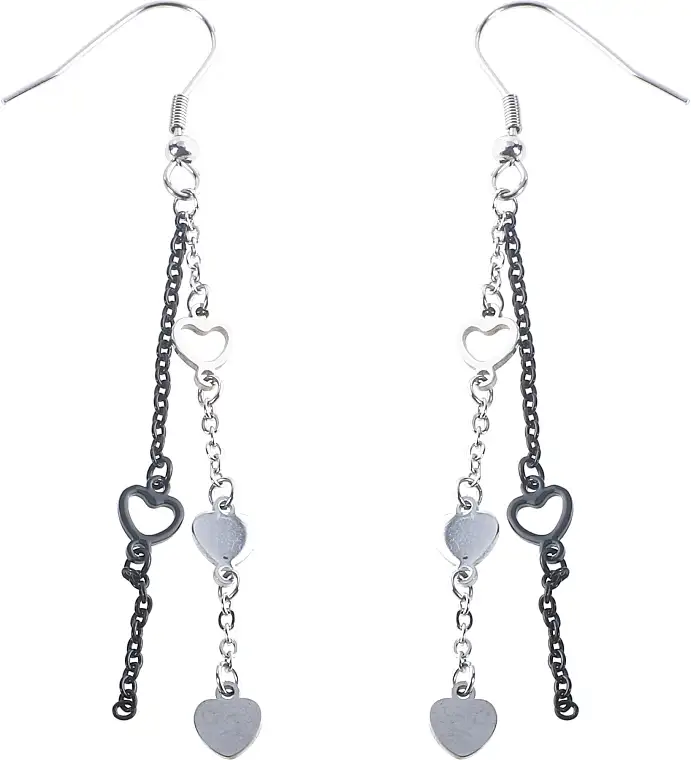Øreringe, vedhæng med hjerter, sølv 78361370