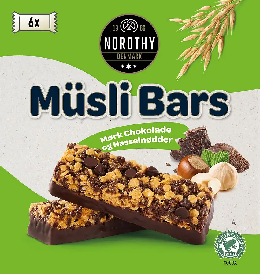 Nordthy Müsli Bar Hasselnødder & Mørk Chokolade - 150 g