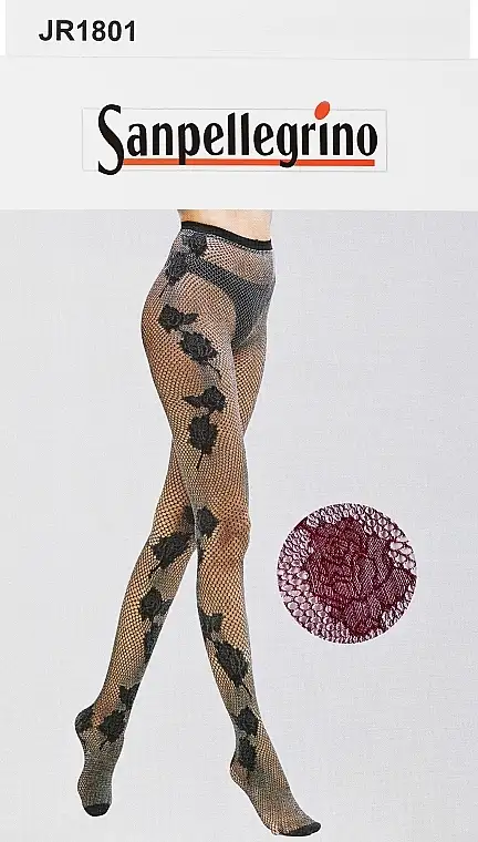 Netstrømpebukser med blomstermønster, bordeaux-og-fløde 61627021