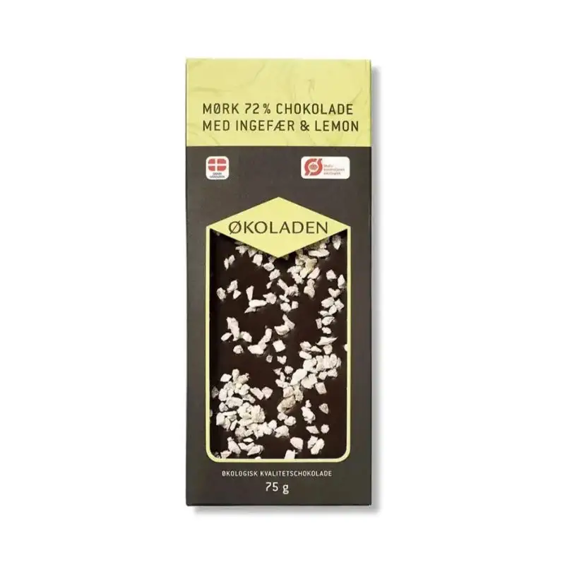 ØKOLADEN - ØKOLOGISK MØRK 72% CHOKOLADE - INGEFÆR & LEMON