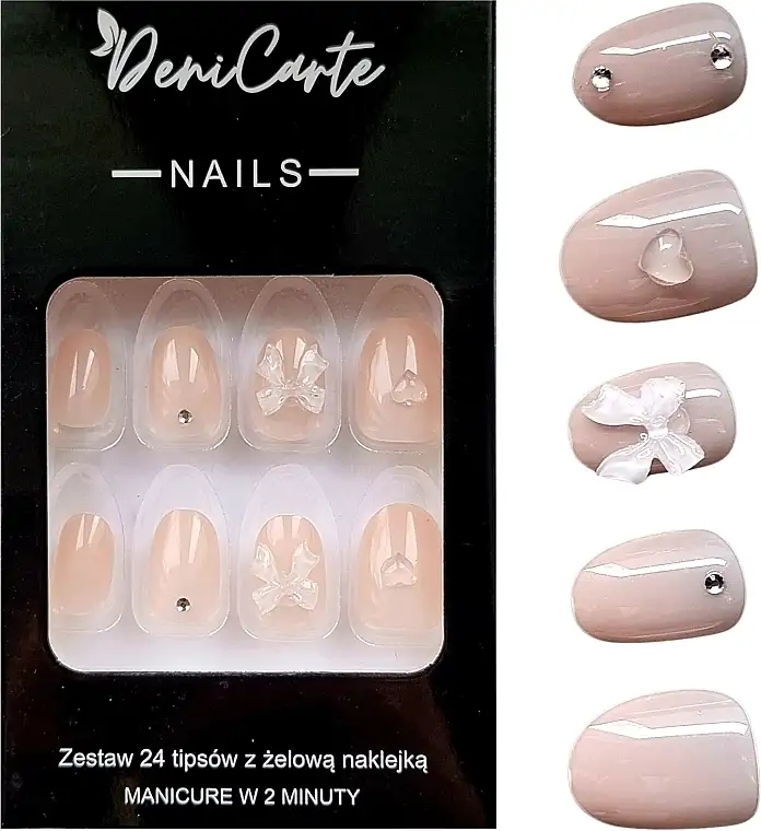 Kunstlige negle, ovale med 3D buer, 24 stk. 80664197