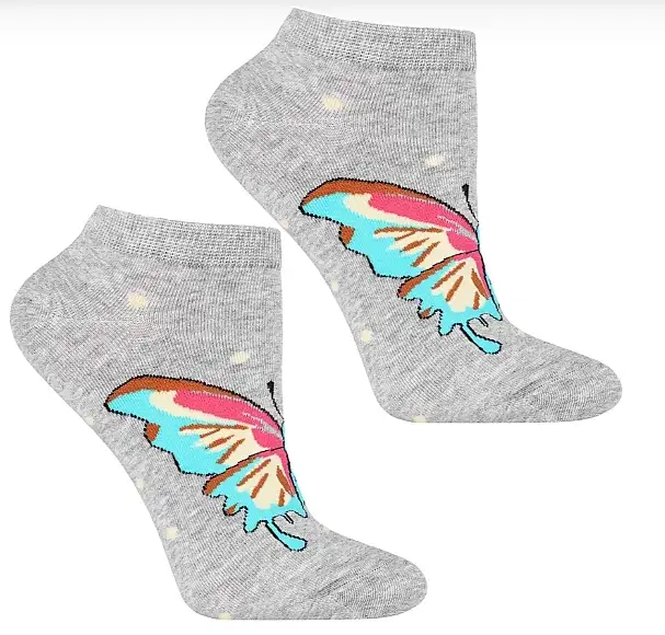 Kvinde strømper med sommerfugleprint, CSD240-114, grå 39980039