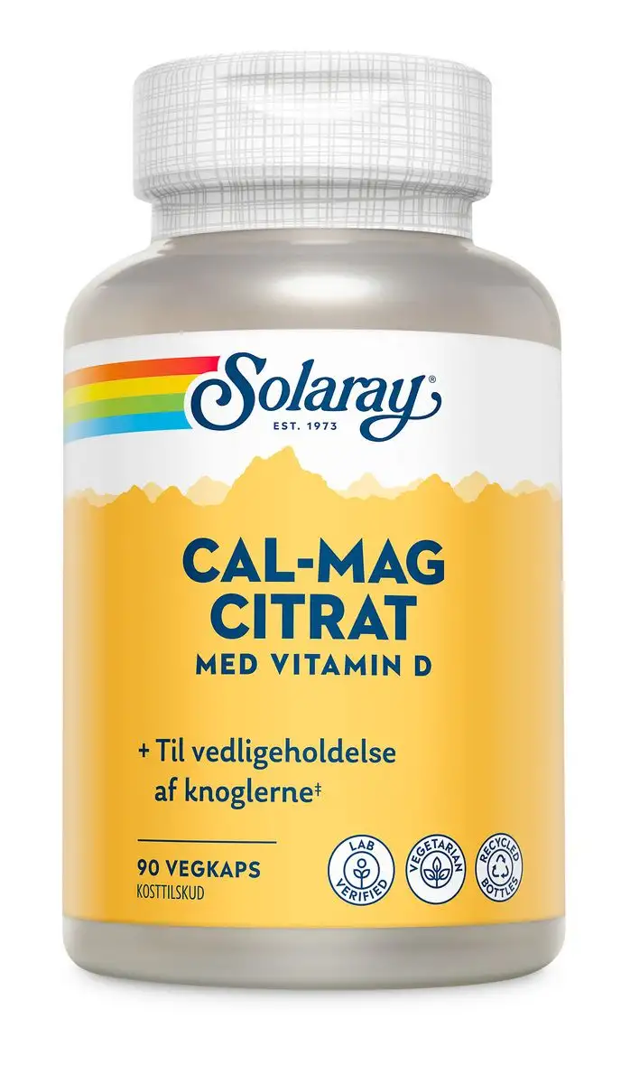 Solaray Cal-Mag Citrat med vitamin D - 90 kaps.