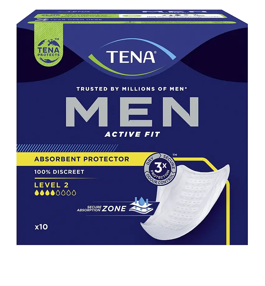 TENA Men Active Fit Absorbent Protector Level 2 Inkontinensindlæg - 10 stk.