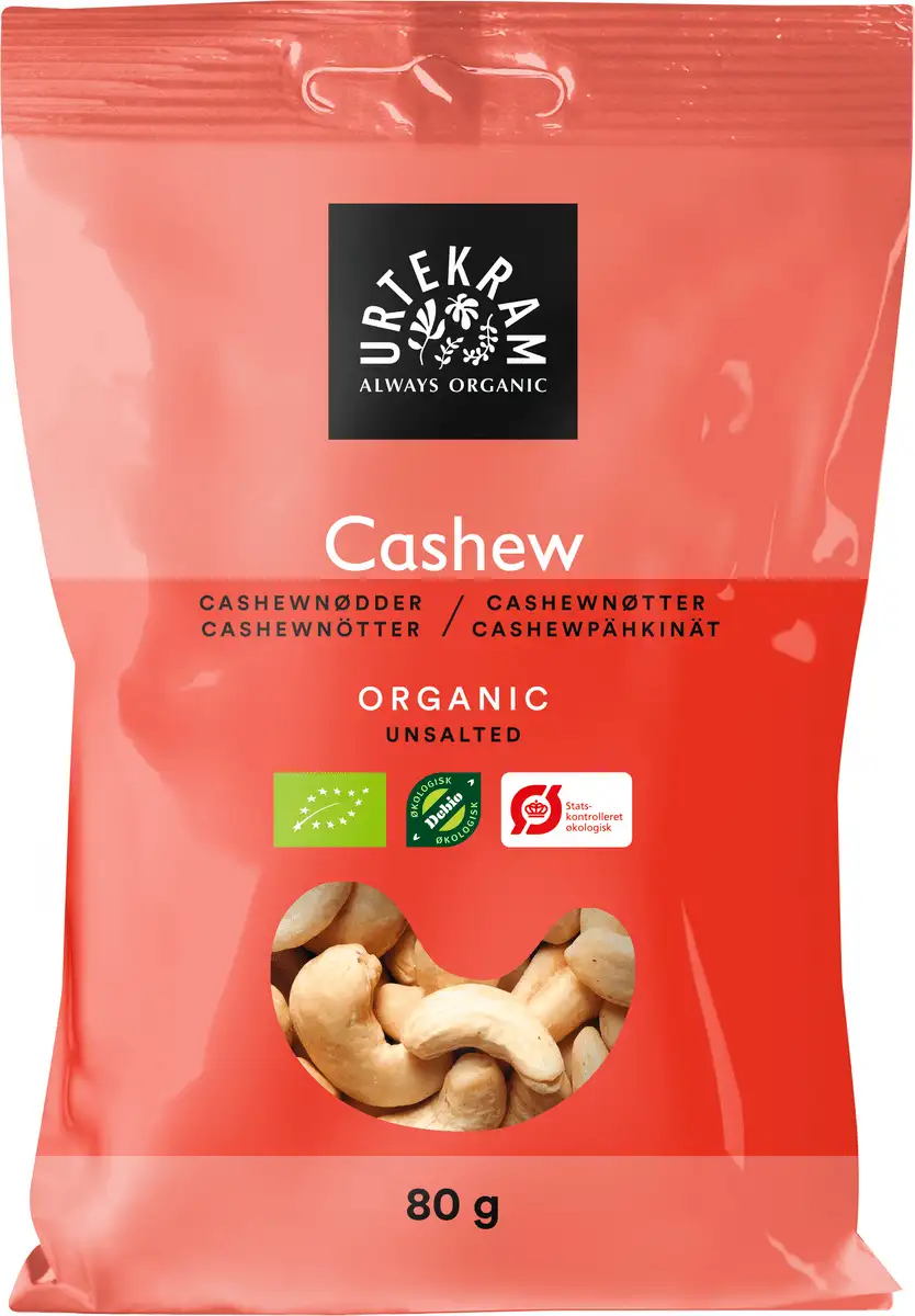 Urtekram Cashewnødder Hele Ø - 80 g.